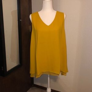 Est 1946 sleeveless mustard color sheer top